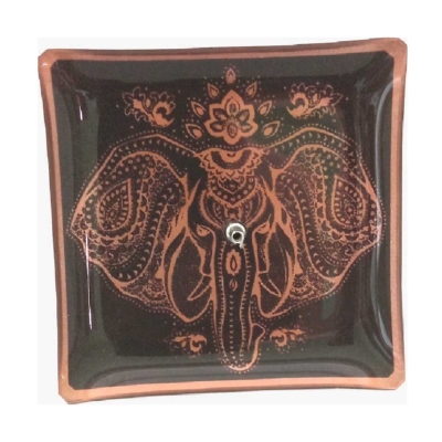 Incensário de Vidro Quadrado Mandal Cobre e Preto