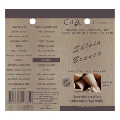Incenso Cone Sálvia Branca 10 Cones