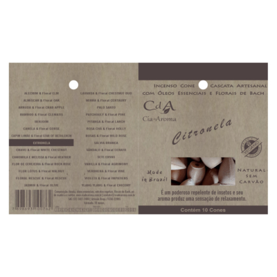 Incenso Cone Refluxo Citronela 10 Cones