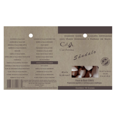 Incenso Cone Refluxo Sândalo 10 Cones