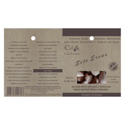Incenso Cone Refluxo Sete Ervas 10 Cones