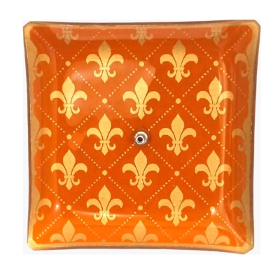 Incensário de Vidro Mandala Amarelo Com Laranja