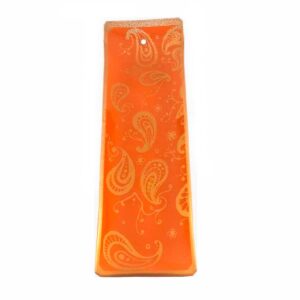 Incensário de Vidro Canaleta Mandala Laranja e Dourado
