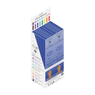 Display Incenso Vareta os Chakras - Frontal 16 Cartelas